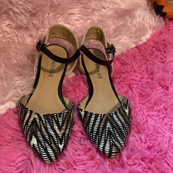 Rampage Corrinna woven flat ankle closure black and neutrals pointed toe shoes 7 - Picture 2 of 10